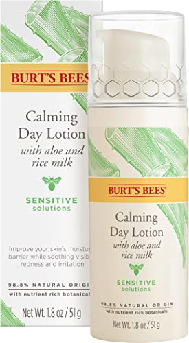 Burt's Bees Sensitive Solutions Calming Day Lotion with Aloe and Rice Milk, 98.8% Natural Origin, 1.8 Fluid Ounces