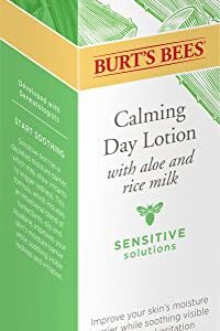 Burt's Bees Sensitive Solutions Calming Day Lotion with Aloe and Rice Milk, 98.8% Natural Origin, 1.8 Fluid Ounces