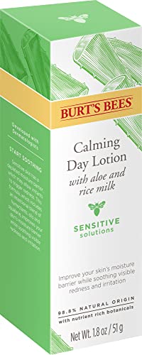 Burt's Bees Sensitive Solutions Calming Day Lotion with Aloe and Rice Milk, 98.8% Natural Origin, 1.8 Fluid Ounces