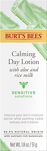 Burt's Bees Sensitive Solutions Calming Day Lotion with Aloe and Rice Milk, 98.8% Natural Origin, 1.8 Fluid Ounces