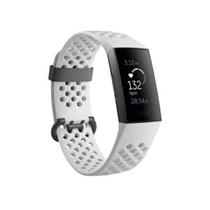 fitbit charge 3 se fitness activity tracker graphite/white silicone, one size (s & l bands included) (renewed)