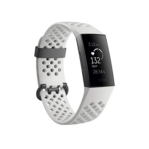 Fitbit Charge 3 SE Fitness Activity Tracker Graphite/White Silicone, One Size (S & L Bands Included) (Renewed)