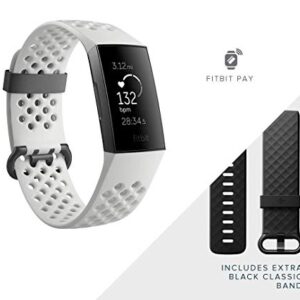 Fitbit Charge 3 SE Fitness Activity Tracker Graphite/White Silicone, One Size (S & L Bands Included) (Renewed)