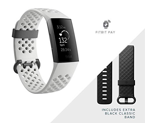 Fitbit Charge 3 SE Fitness Activity Tracker Graphite/White Silicone, One Size (S & L Bands Included) (Renewed)