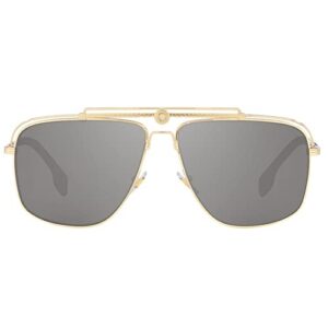 versace ve 2242 12526g pale gold metal rectangle sunglasses silver mirror lens