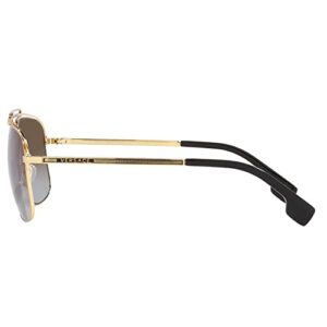 Versace VE 2242 12526G Pale Gold Metal Rectangle Sunglasses Silver Mirror Lens