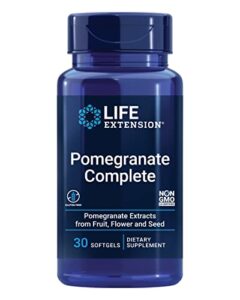 life extension pomegranate complete – superfood health pomegranate extract supplement for antioxidant protection – rich in polyphenols, fruit, flower, seed extracts – gluten-free – 30 softgels