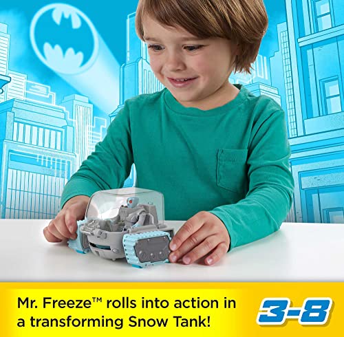 Imaginext DC Super Friends Preschool Toys Head Shifters Mr. Freeze & Snow Tank Figure and Vehicle Set for Pretend Play Ages 3+ Years