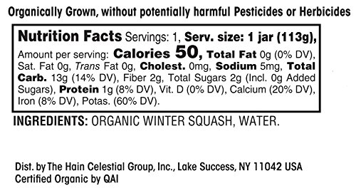 Earth's Best Organic Baby Food Jars, Stage 2 Vegetable Puree for Babies 6 Months and Older, Organic Winter Squash, 4 oz Resealable Glass Jar (Pack of 12)