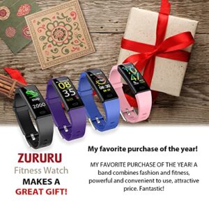 ZURURU Fitness Tracker, Waterproof Activity Tracker with Step Calorie Counter Pedometer for Walking for Women & Men (Purple)