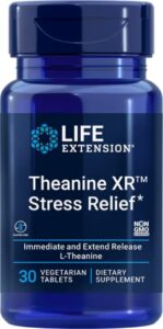 life extension theanine xr stress relief – stay calm in the face of daytime stress – gluten-free – non-gmo – vegetarian – 30 vegetarian tablets