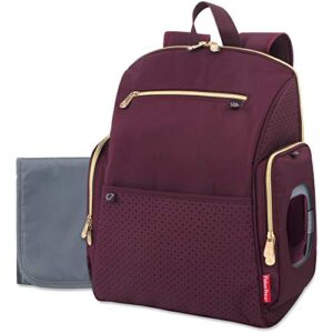 fisher-price fastfinder gemma diaper bag backpack with portable changing pad, stroller straps (burgundy)
