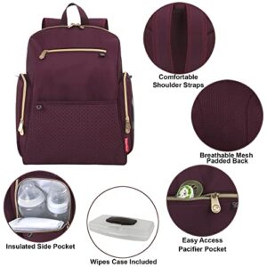Fisher-Price Fastfinder Gemma Diaper Bag Backpack with Portable Changing Pad, Stroller Straps (Burgundy)