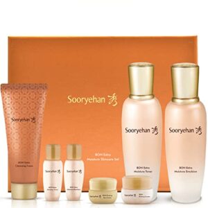 sooryehan bon extra moisture skincare gift set – korean skincare gift set, luxury premium high-end hydrating toner, emulsion lotion, cleansing foam, cream, eye cream (385ml / 13.01 fl oz) by lg beauty