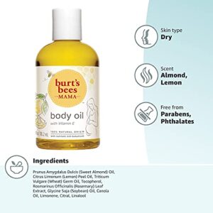 Body Oil, Burt's Bees Mama Hydrating & Smoothing Skin Care with Vitamin E, 100% Natural, 4 Ounce