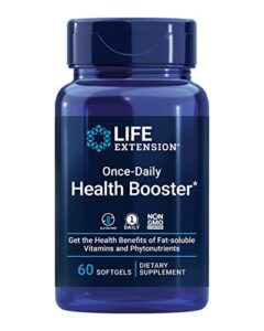 life extension once-daily health booster – vitamins & nutrients supplement for whole-body health – vitamin k complex, vitamin e, saffron, lutein and more – non-gmo, gluten-free – 60 softgels