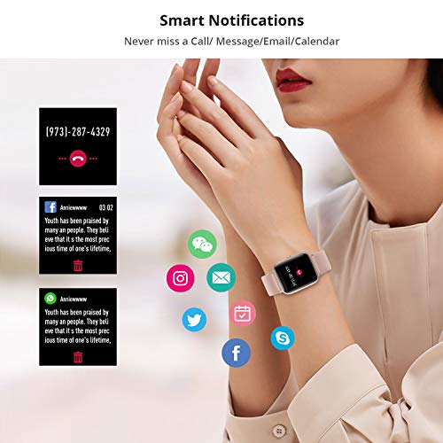 Fitpolo Smart Watch for Android Phones Compatible with iPhone IP68 Swimming Waterproof Smartwatch Fitness Tracker Fitness Watch Heart Rate Monitor Smart Watches for Women (Pink)