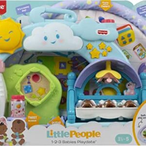 Fisher-Price Little People 1-2-3 Babies Playdate Musical playset with 3 Black Baby Figures for Toddlers and Preschool Kids