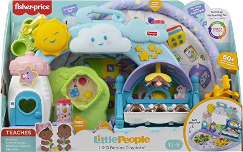 Fisher-Price Little People 1-2-3 Babies Playdate Musical playset with 3 Black Baby Figures for Toddlers and Preschool Kids