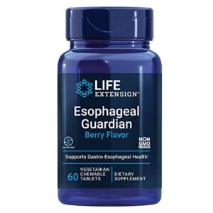 life extension esophageal guardian – gastric discomfort supplements – up to 4 hours of digestive comfort & relief – berry flavor, gluten free, non-gmo – vegetarian chewable tablets 60 count