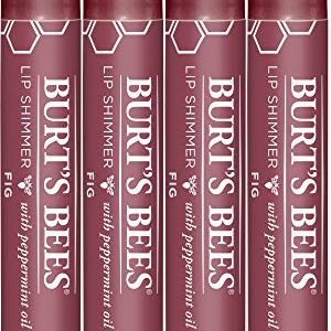 Burt's Bees Lip Balm Easter Basket Stuffers, Moisturizing Lip Shimmer Spring Gift for Women, for All Day Hydration, with Vitamin E & Coconut Oil, 100% Natural, Fig, 0.09 Ounce (4 Pack)