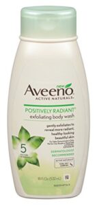 aveeno positively radiant body wash exfoliating 18 ounce (532ml) (2 pack)