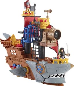 imaginext preschool toy shark bite pirate ship playset with figure & accessories for pretend play ages 3+ years