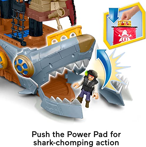 Imaginext Preschool Toy Shark Bite Pirate Ship Playset With Figure & Accessories For Pretend Play Ages 3+ Years
