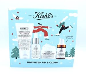 kiehl’s brighten up & glow 4 piece set: ultra facial cleaner, dark spot solution, ultra facial cream, line reducing eye serum