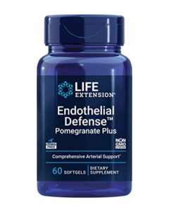 life extension endothelial defense pomegranate plus – pomegranate seed, flower and fruit extract formula supplement for heart and endothelial health – gluten-free, non-gmo – 60 softgels