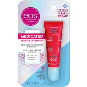 eos medicated lip balm – the fixer | lip care to repair and protect chapped and dry lips | instant cooling and pain relief with natural ingredients | 0.35 oz