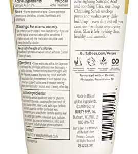 Burt's Bees Natural Acne Solutions Pore Refining Cleansing Scrub, Exfoliating Face Wash for Oily Skin, 4 Oz (Package May Vary)