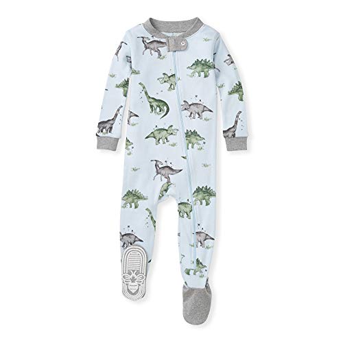 Burt's Bees Baby babyboys Unisex Pajamas, Zipfront Nonslip Footed Pjs, Organic Cotton Baby and Toddler Sleepers, Happy Herbivores, 18 Months US