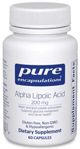 pure encapsulations alpha lipoic acid 200 mg | ala supplement for liver support, antioxidants, nerve and cardiovascular health, free radicals, and carbohydrate support* | 60 capsules