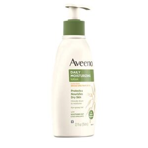 Aveeno Daily Moisturizing Body Lotion with Broad Spectrum SPF 15 Sunscreen, Soothing Oat & Rich Emollients to Nourish Dry Skin, Non-Greasy, 12 fl. oz