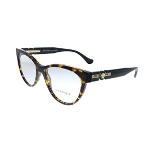 versace ve 3304 108 havana plastic cat-eye eyeglasses 53mm