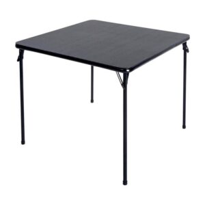 cosco square folding table 34″ black steel, steel frame, vinyl