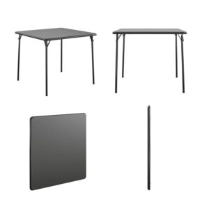 Cosco Square Folding Table 34" Black Steel, Steel Frame, Vinyl