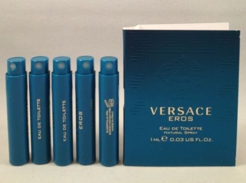 5 Versace Eros EDT Travel Sample Spray Vial 0.03 Oz/1 Ml Each Lot