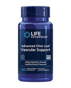 life extension advanced olive leaf vascular support promotes cardiovascular & circulatory health – gluten-free, non-gmo, vegetarian – 60 vegetarian capsules