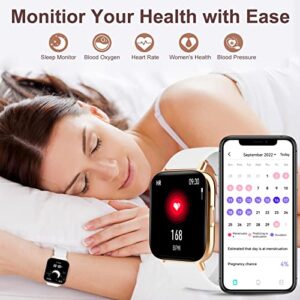 Smart Watch for Women(Dial/Answer Call) Full Touch Screen Smartwatch for Android iOS Phones Waterproof Fitness Tracker with Pedometer Heart Rate Sleep Monitor Digital Watches for Women with 3 Straps