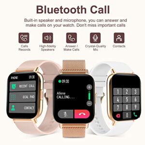 Smart Watch for Women(Dial/Answer Call) Full Touch Screen Smartwatch for Android iOS Phones Waterproof Fitness Tracker with Pedometer Heart Rate Sleep Monitor Digital Watches for Women with 3 Straps