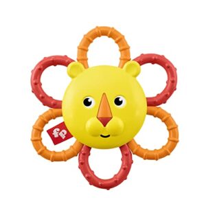 fisher-price take & teethe lion 3m+ yelllow orange rattle toy