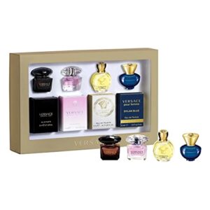 versace gifts & sets womens mini set (crystal noir/bright crystal/ eros pour femme edt, pour femme dylan blue edp)