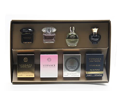 Versace Gifts & Sets Womens Mini Set (Crystal Noir/Bright Crystal/ Eros Pour Femme EDT, Pour Femme Dylan Blue EDP)