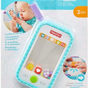 Fisher Price Baby Toy Hashtag Selfie Fun Phone 3-In-1 Rattle Mirror & Bpa-Free Teether for Sensory & Fine Motor Skill Development