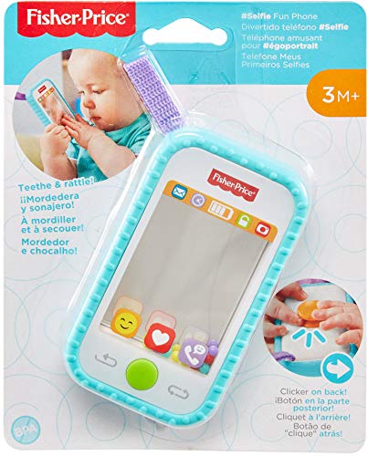 Fisher Price Baby Toy Hashtag Selfie Fun Phone 3-In-1 Rattle Mirror & Bpa-Free Teether for Sensory & Fine Motor Skill Development