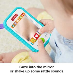 Fisher Price Baby Toy Hashtag Selfie Fun Phone 3-In-1 Rattle Mirror & Bpa-Free Teether for Sensory & Fine Motor Skill Development