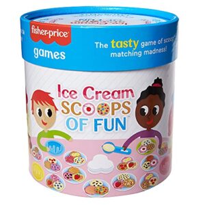 Ice Cream Scoops of Fun Kids Fisher-Price Board Game with Cards, Cups & Ice Cream Scooper Spinner, Gift for Pre-School Kids Ages 3 Years & Older
