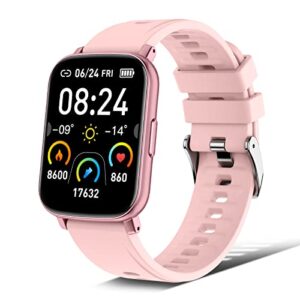 smart watch for women, 1.69″ hd screen fitness tracker, activity tracker smartwatches with 24 sport modes, heart rate/sleep monitor, ip68 waterproof, pedometer, fitness watch android ios phones, pink